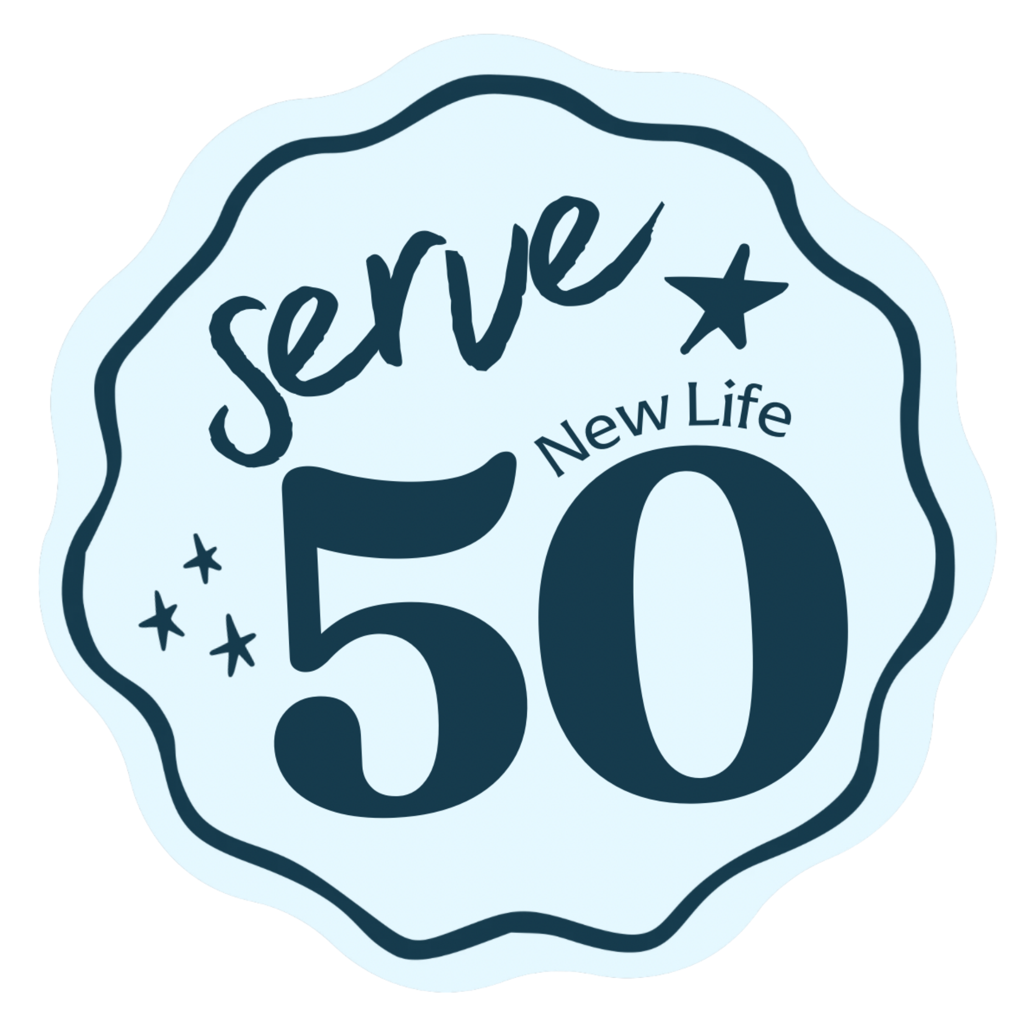 Serve50 New Life 50th anniversary logo