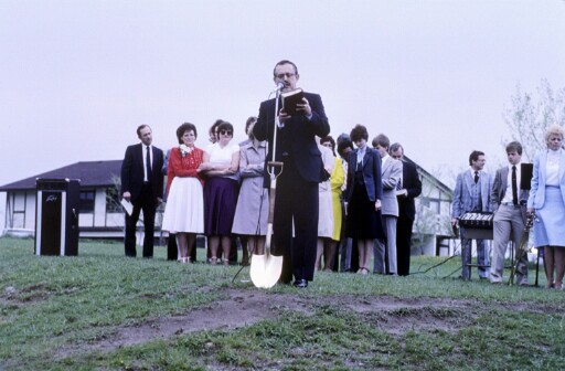 Leaders and members of the New Life community gather for the groundbreaking ceremony of New Life's first building in Woodbury, Minnesota.