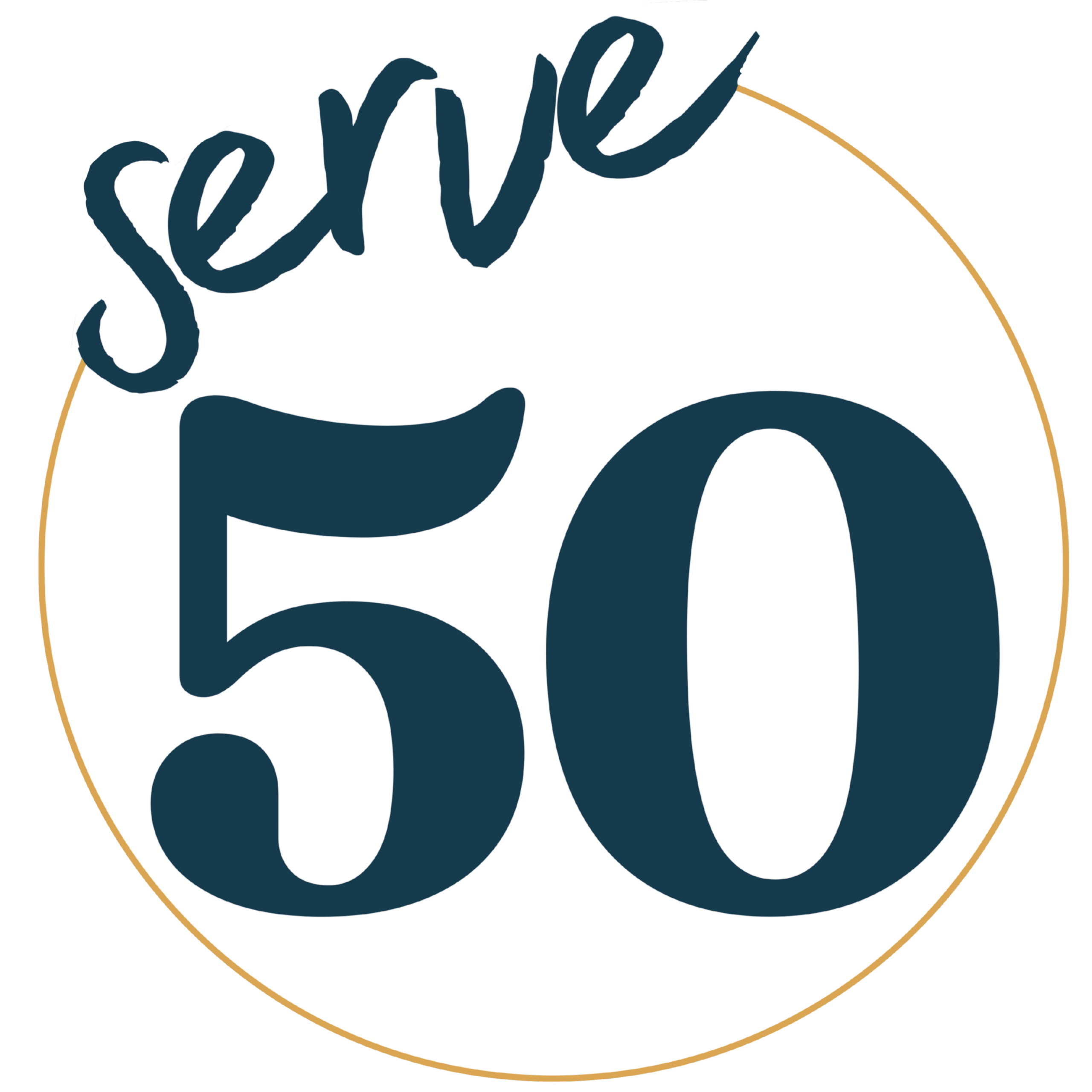 Serve 50 logo celebrating New Life's 50th anniversary through 50 community service projects.